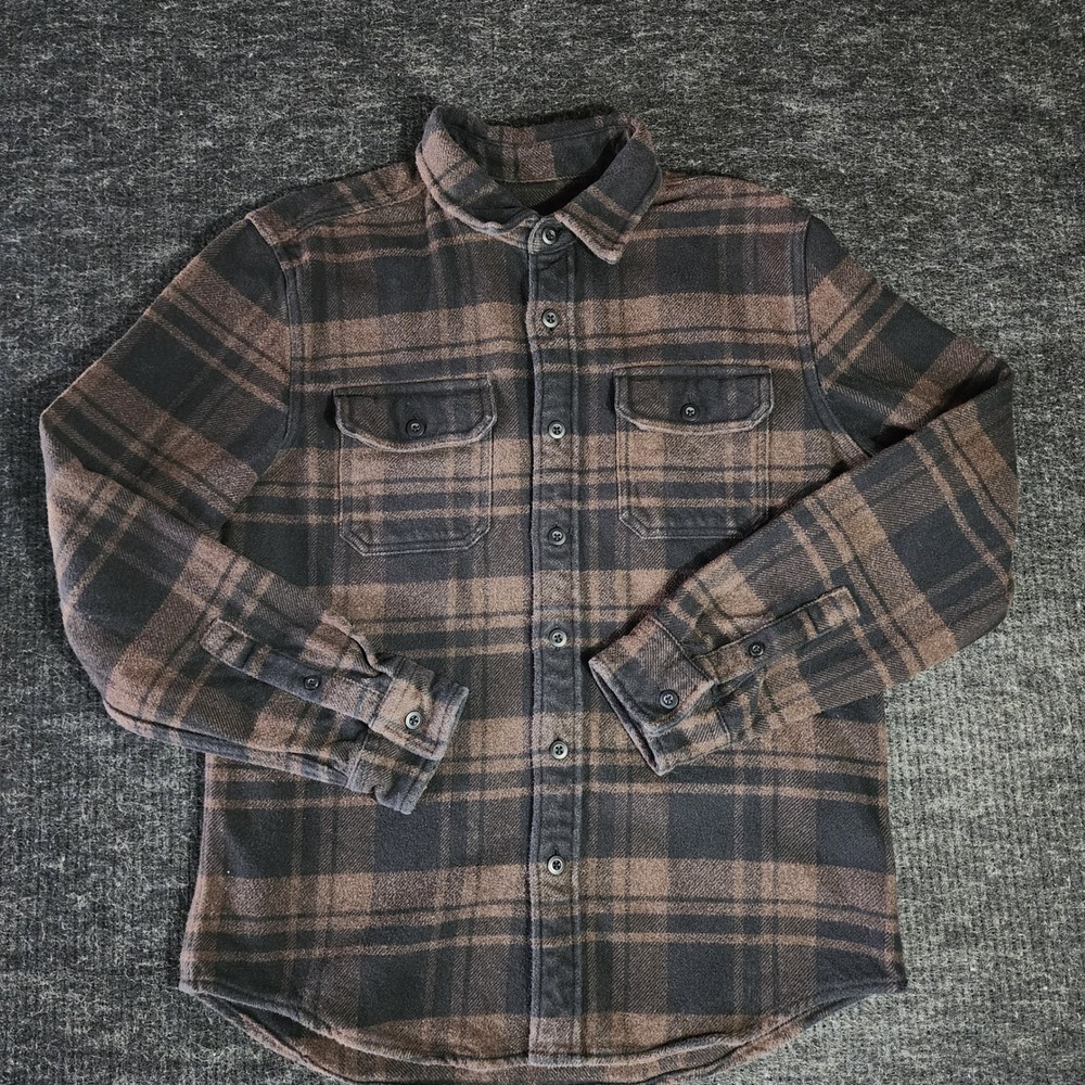American Eagle Outfitters Mens Brown Black Plaid Flannel Button Down Shirt M